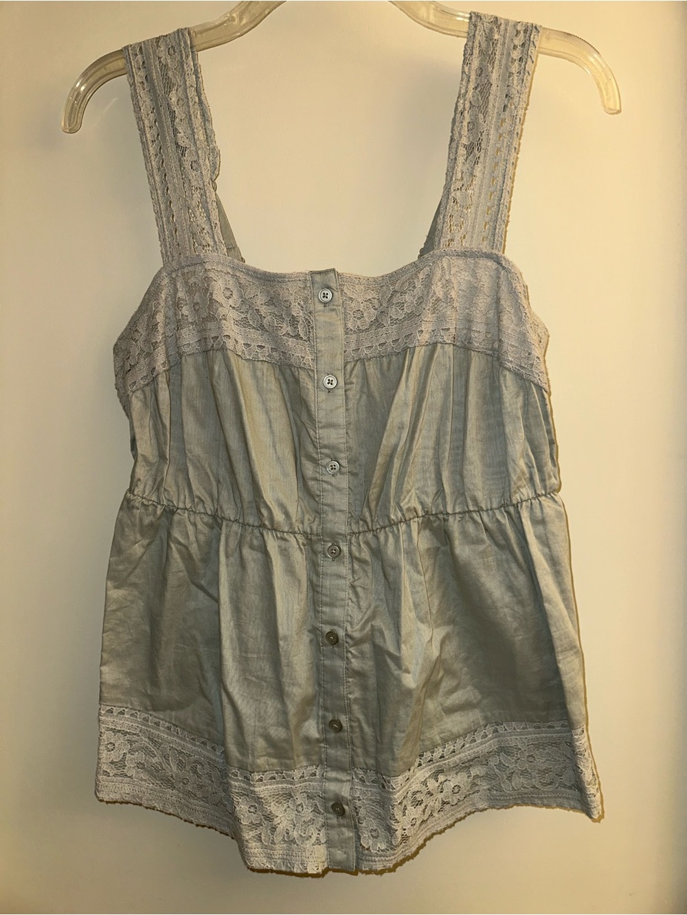torrid Light Gray Lace-Trim Button-Front Camisole Top